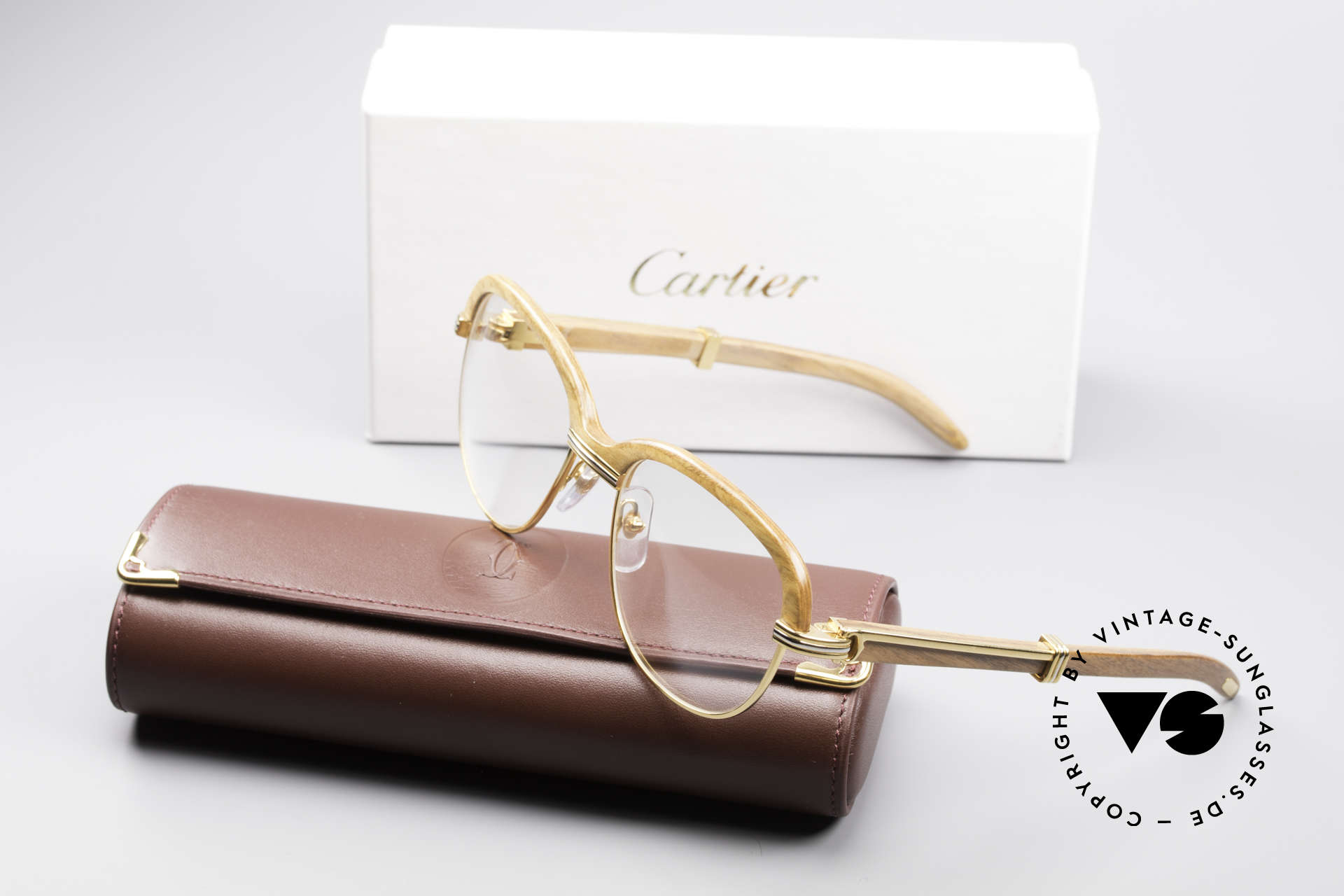 Glasses Cartier Malmaison Bubinga Precious Wood Frame Vintage Sunglasses 