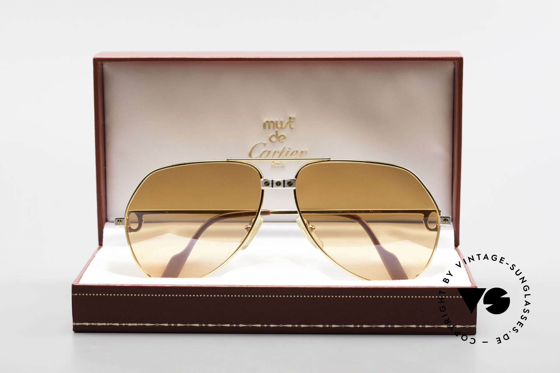 Sunglasses Cartier Vendome Santos - L Half Mirrored Orange Lenses