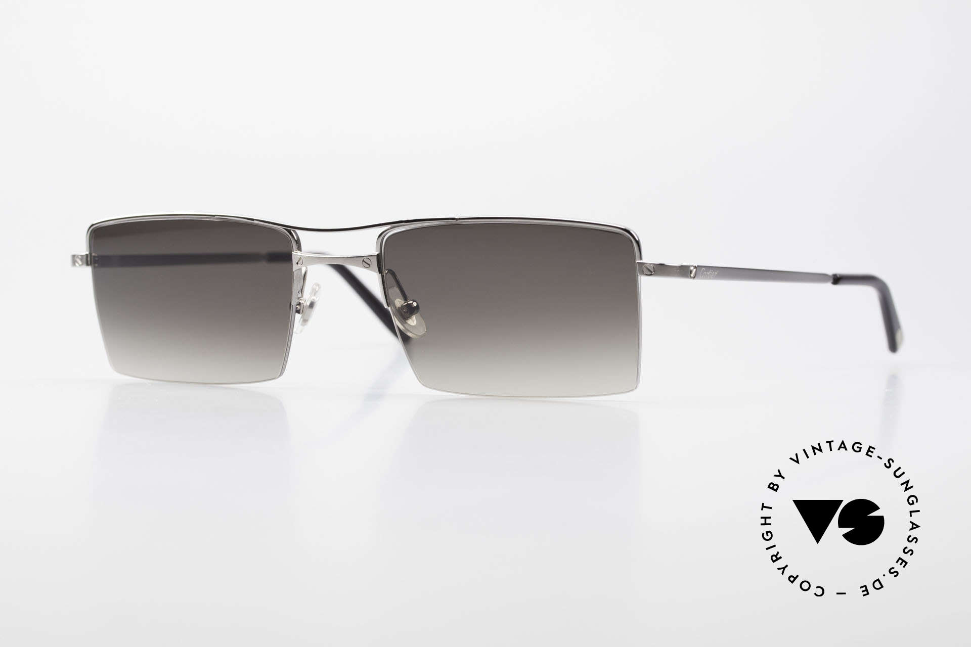 17151 37911 Cartier Semi T Double Square Mens Titanium Shades Men Square Sunglasses 
