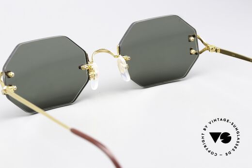 Cartier Rimless Octag Rimless Octagonal Shades, with new CR39 UV400 lenses in gray-green G15 color, Made for Men and Women