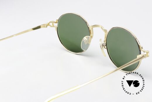 Jean Paul Gaultier 55-3171 22ct Gold-Plated 90's Frame, no retro; a rare ORIGINAL with grass green sun lenses, Made for Men and Women