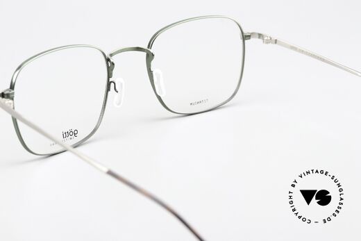 Götti Davis Square Frame Titan Green, original DEMO lenses can be exchanged as desired, Made for Men and Women