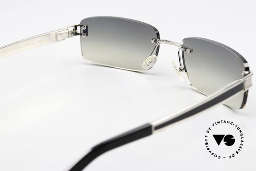 Fred Hawai F1 Square Rimless Sunglasses, the orig. gray-gradient sun lenses are slightly mirrored, Made for Men