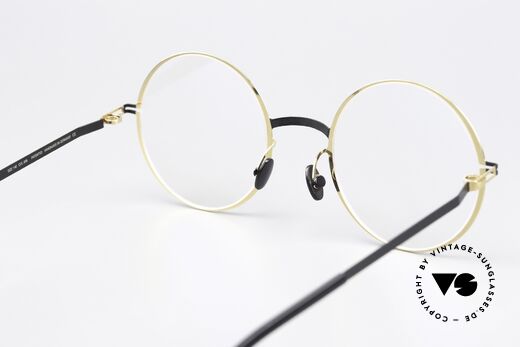 Mykita Vilde Ladies Round Specs Gold Black, flexible frame can be glazed as desired (optical / sun), Made for Women