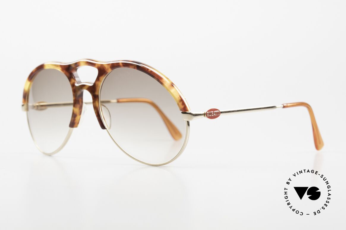 Bugatti 64900 Tortoise Optic 80's Glasses, sun lenses with a brown-gradient tint; 100% UV prot., Made for Men
