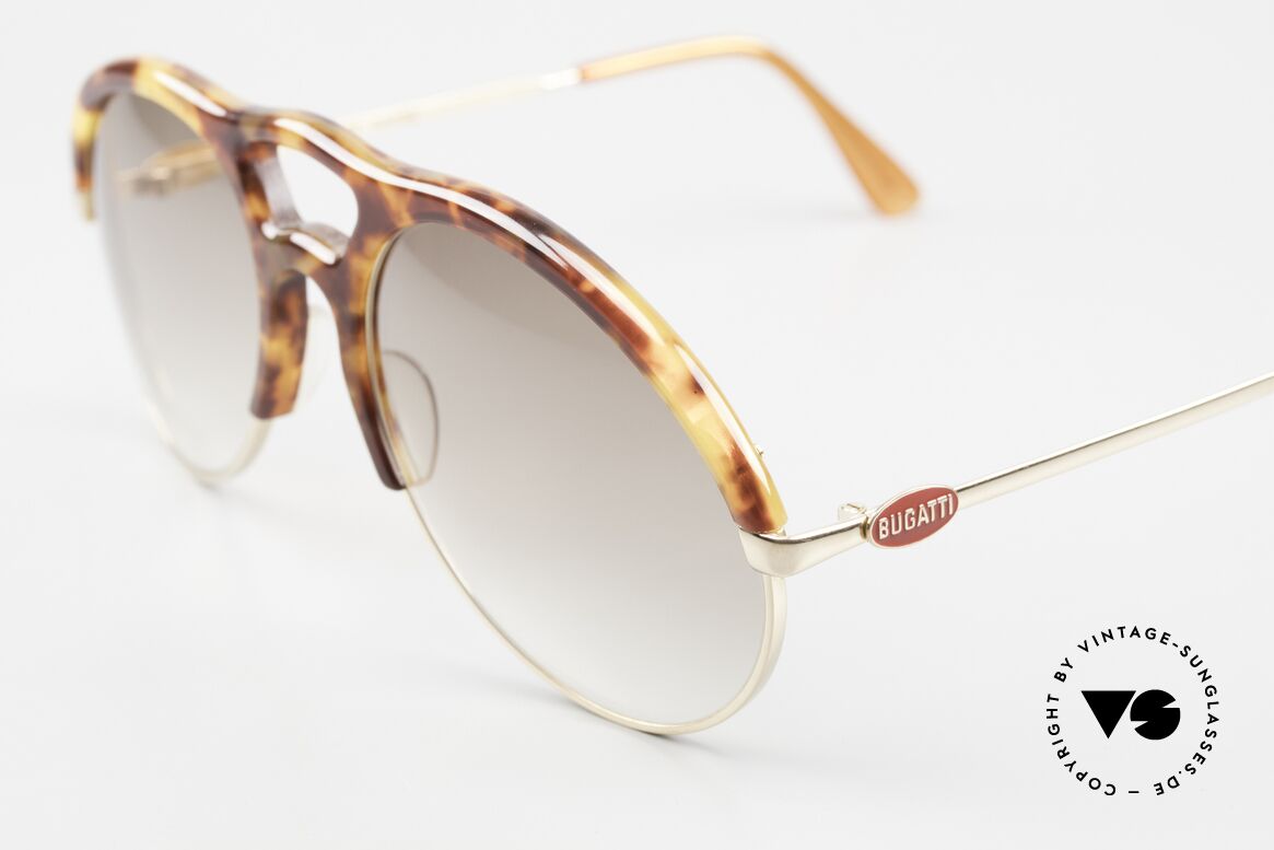 Bugatti 64900 Tortoise Optic 80's Glasses, sought-after collector's item with gold-plated metal, Made for Men