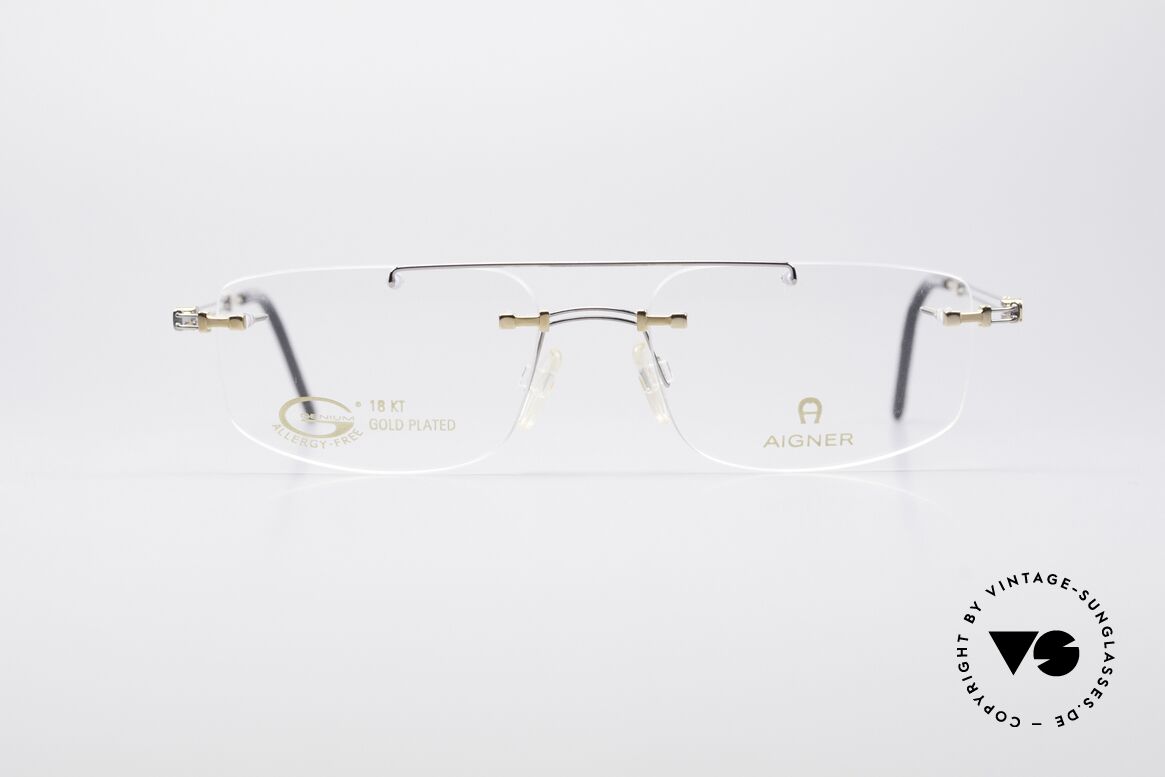 Aigner EA499 Gold Plated Rimless Frame, Etienne AIGNER vintage designer eyeglasses of the 90's, Made for Men