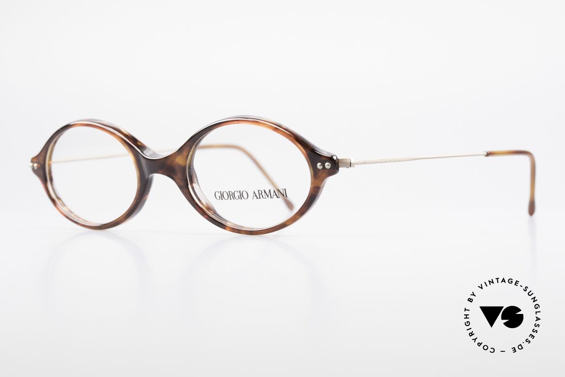 Giorgio Armani 378 90's Glasses Oval Medium, lightweight plastic front with thin "wire temples", Made for Men and Women