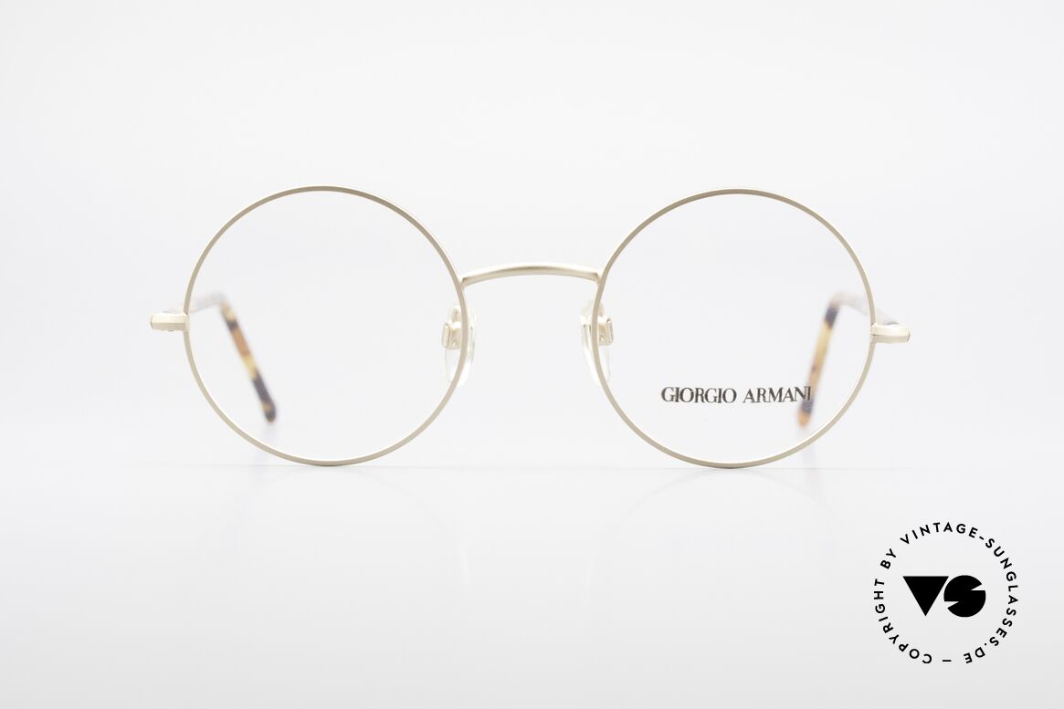 Giorgio Armani 117 80's Frame Timeless Round, fully dulled gold metal frame with 'tortoise' temples, Made for Men and Women