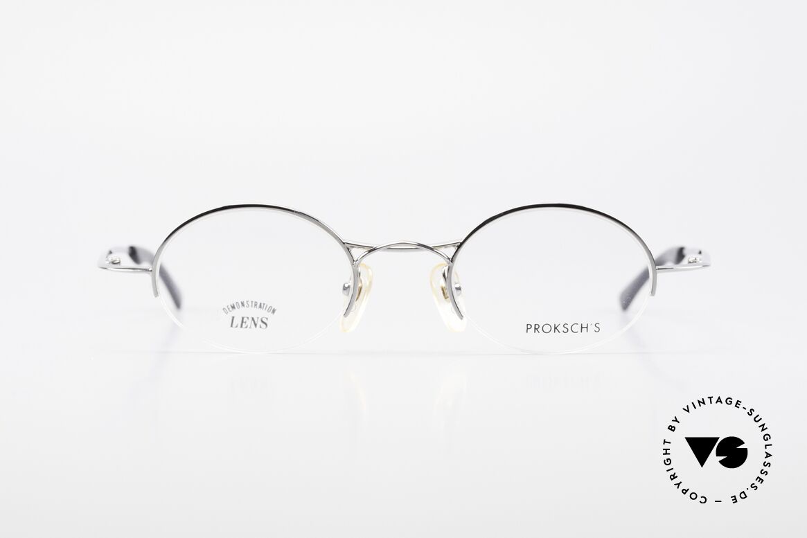 W Proksch's M35/2 Semi Rimless 90's Avantgarde, oval vintage eyeglasses by Proksch's from 1995/96, Made for Men