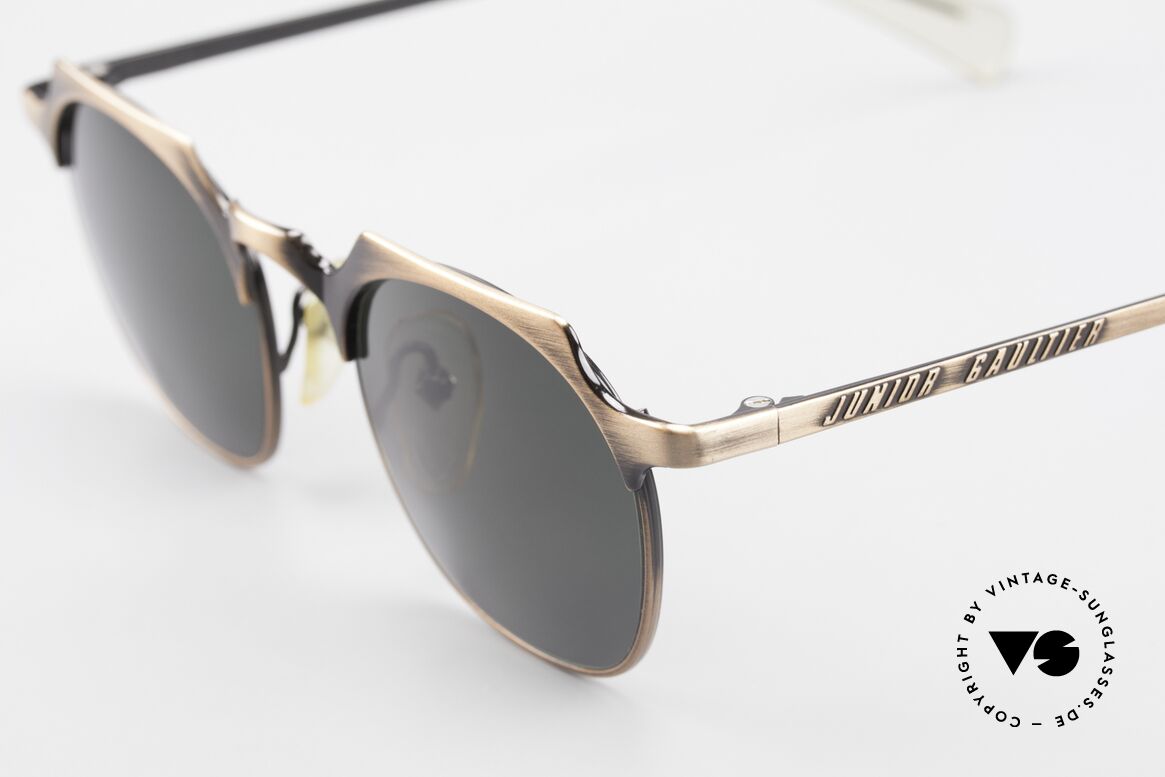 Jean Paul Gaultier 57-0171 Square Panto Sunglasses 90's, high-class & fancy frame finish in "antique-brass", Made for Men