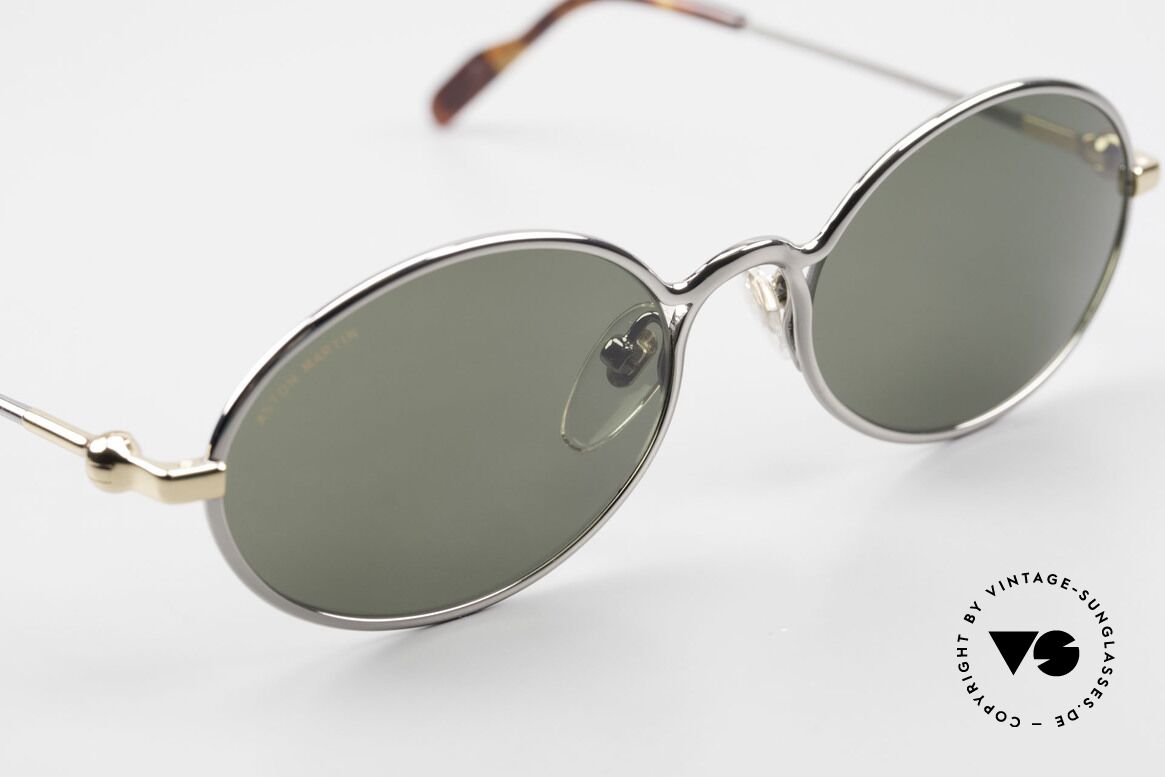 Aston Martin AM13 Oval Shades James Bond Style, non-reflection mineral lenses with Aston Martin lettering, Made for Men