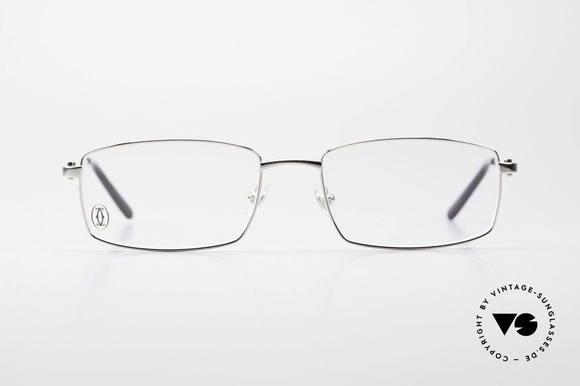 Cartier River - M Square Frame Luxury Platinum, square Cartier vintage eyeglasses in size 56/18, 140, Made for Men