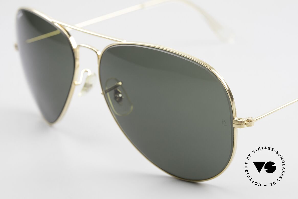 Ray Ban Large Metal II 80's Pilot Sunglasses Aviator, gold frame with mineral lenses in G15 gray-green, Made for Men