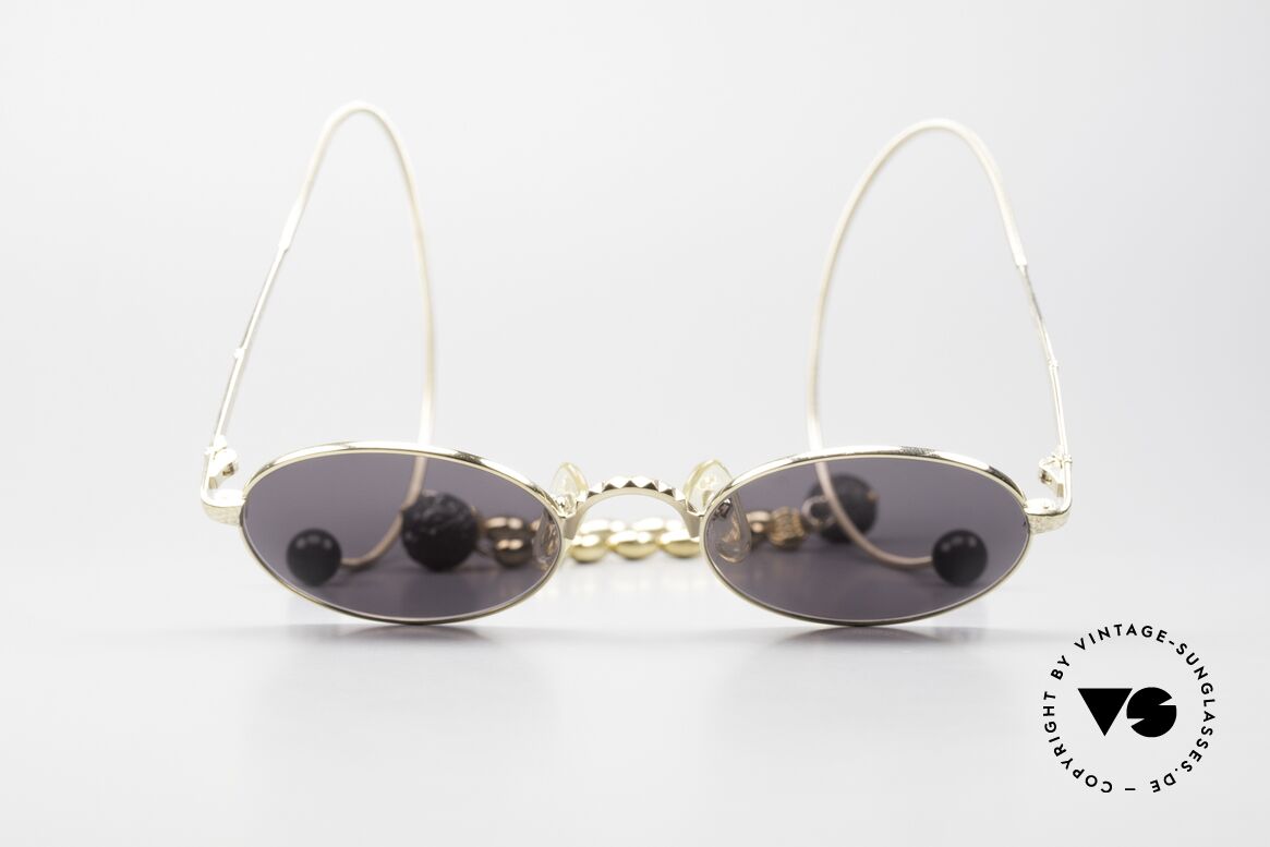 Jean Paul Gaultier 55-9673 Gold Plated Chains & Pearls, flexible gold-plated temples with chains and pearls, Made for Women