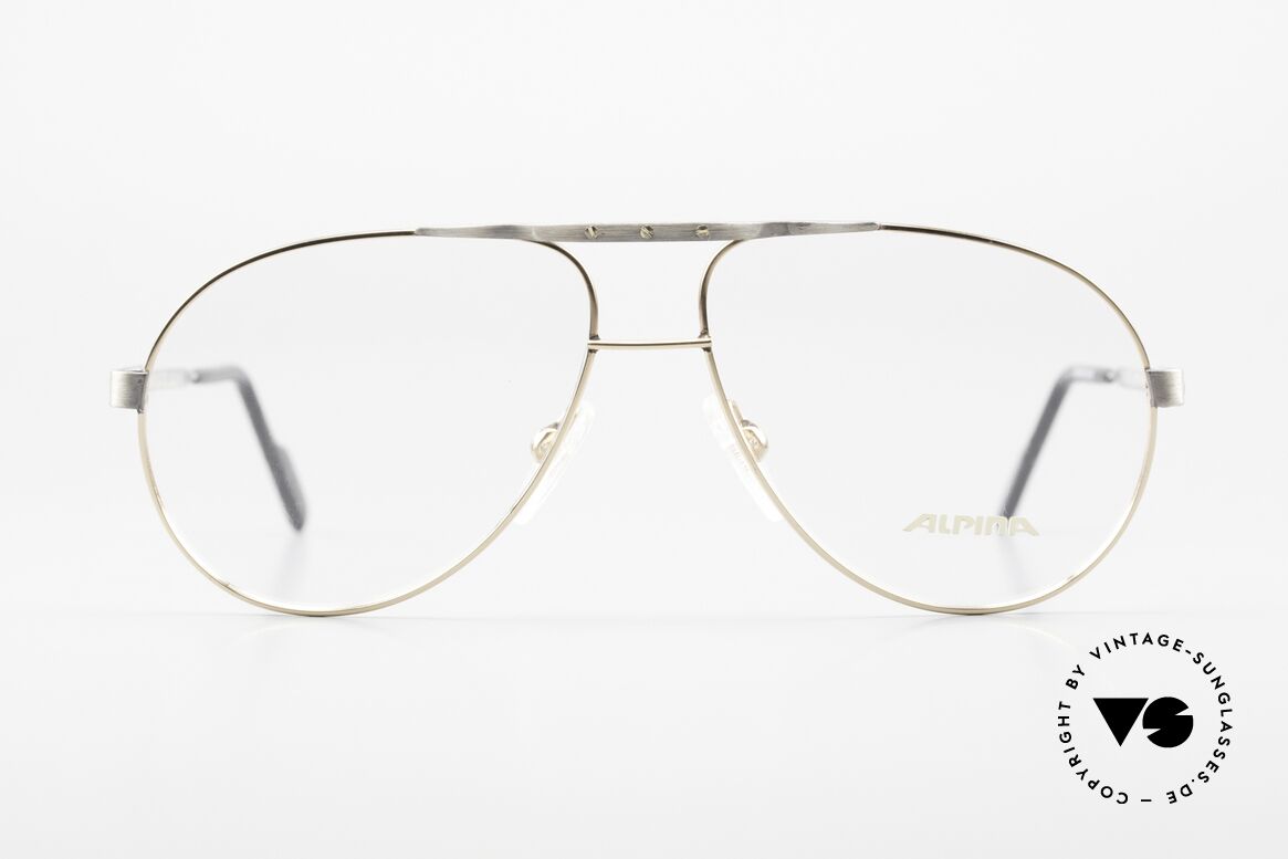 Alpina M1F771 90's Men's Glasses Aviator, 90's aviator specs, brushed metal and gold-plated, Made for Men