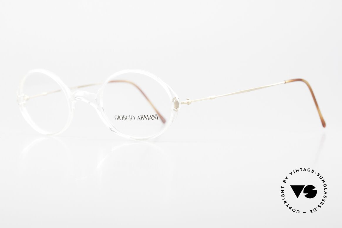Giorgio Armani 363 Oval Eyeglasses Crystal 90's, crystal clear plastic front with thin "wire temples", Made for Men and Women