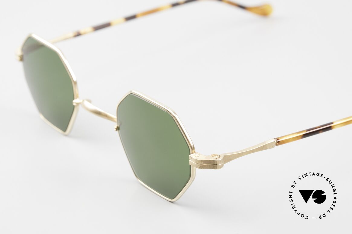 Lunor II A 11 Gold Plated Vintage Frame, unisex model (for ladies & gents) with green sun lenses, Made for Men and Women
