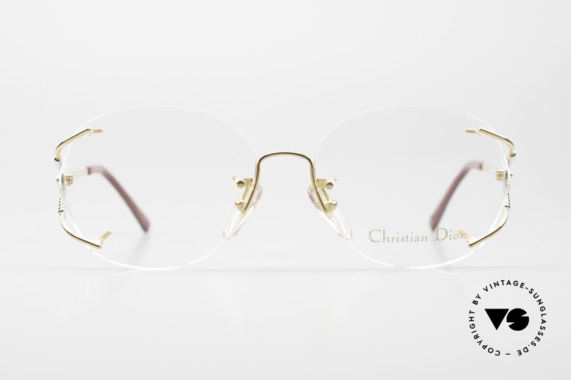 Christian Dior 2591 Rimless Frame From 1989, rimless design; gold plated & with rhinestones, Made for Women