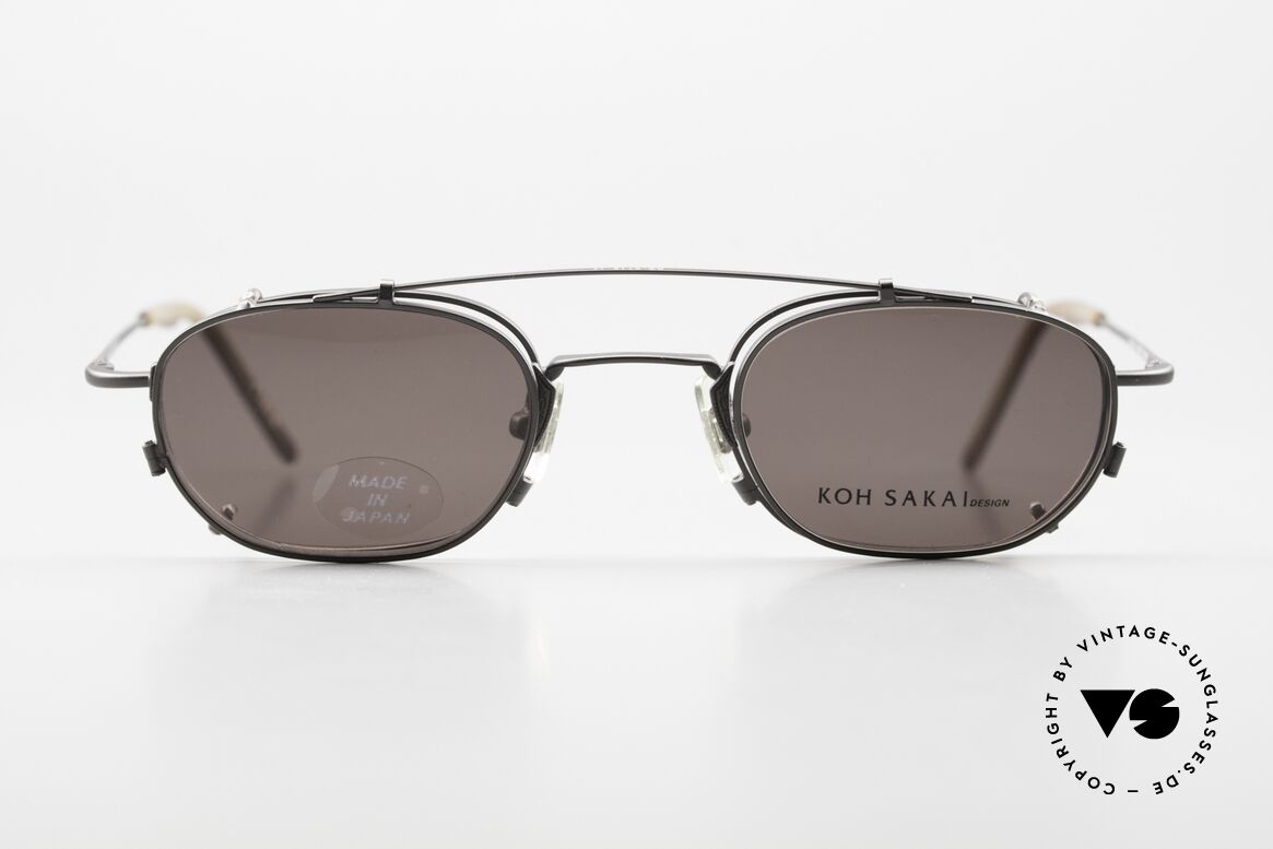 Koh Sakai KS9716 Vintage Unisex Frame 90's, size 44-21 with practical Clip-On (100% UV protection), Made for Men and Women