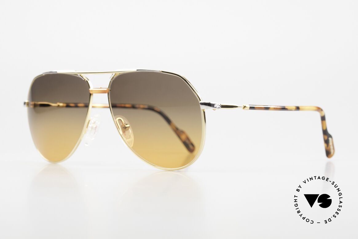 Alpina PCF 211 Rare 90's Aviator Sunglasses, gray-orange gradient lenses; 100% UV protection, Made for Men