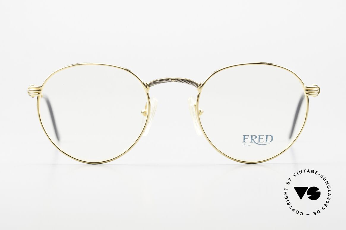 Fred Ouragan Luxury Panto Eyeglasses, marine design (distinctive FRED) in high-end quality, Made for Men