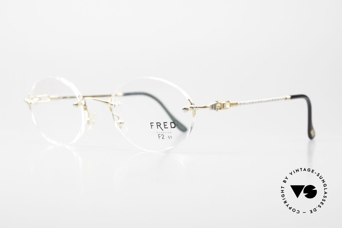 Fred Fidji F2 Rimless Vintage Frame Oval, model named after the Fiji Islands (South Pacific Ocean), Made for Men and Women