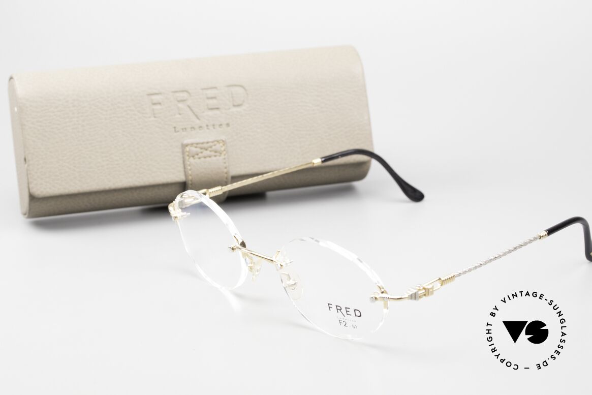 Fred Fidji F2 Rimless Vintage Frame Oval, Size: medium, Made for Men and Women