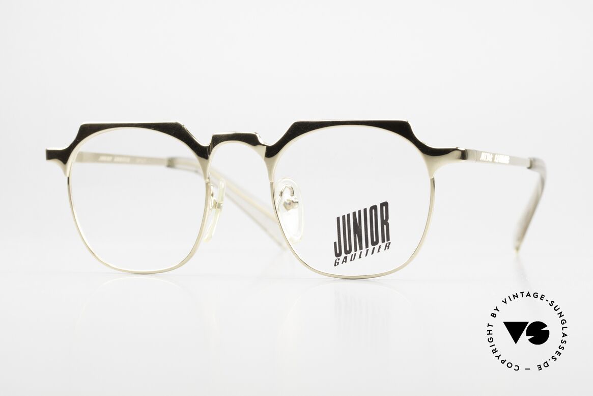 Jean Paul Gaultier 57-0171 Square Panto Gold-Plated, very noble vintage eyeglasses by Jean Paul Gaultier, Made for Men