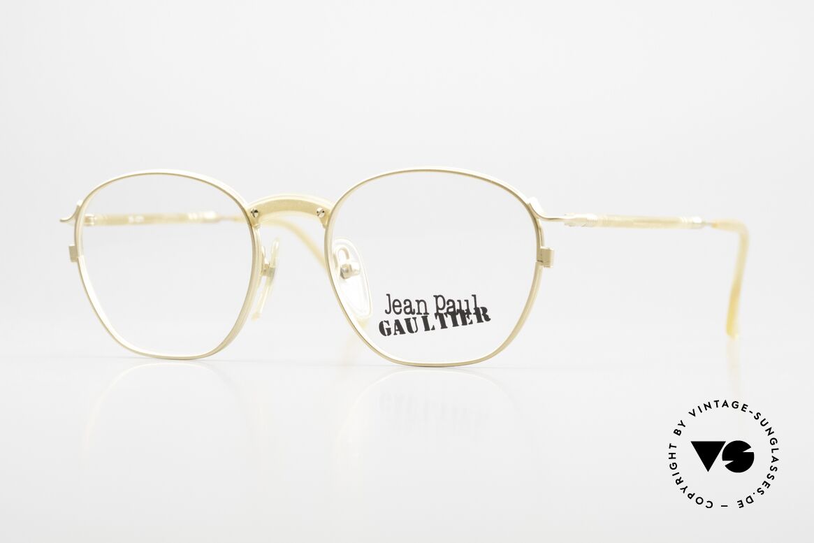 Jean Paul Gaultier 55-1271 Gold-Plated Vintage Glasses, vintage Jean P. Gauliter designer glasses, size 49/18, Made for Men and Women