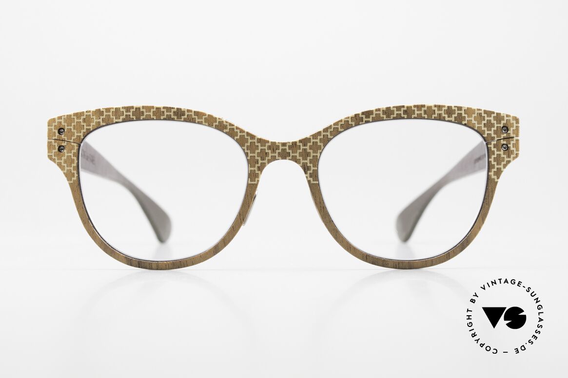 Lucas de Stael Nemus 01 Wood And Leather Covered, a pair of classic designer glasses; handmade in France, Made for Women