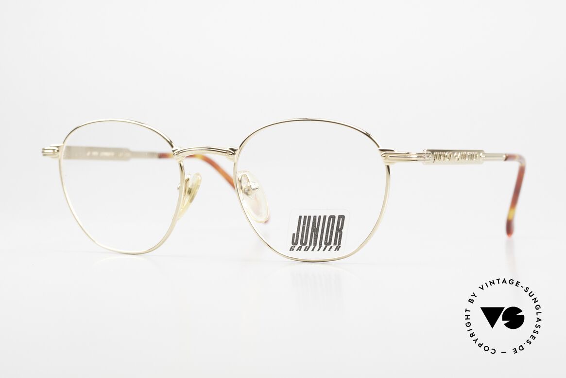 Jean Paul Gaultier 57-3178 22ct Gold-Plated Frame, 90's eyeglasses of the Junior Gaultier Collection, Made for Men and Women