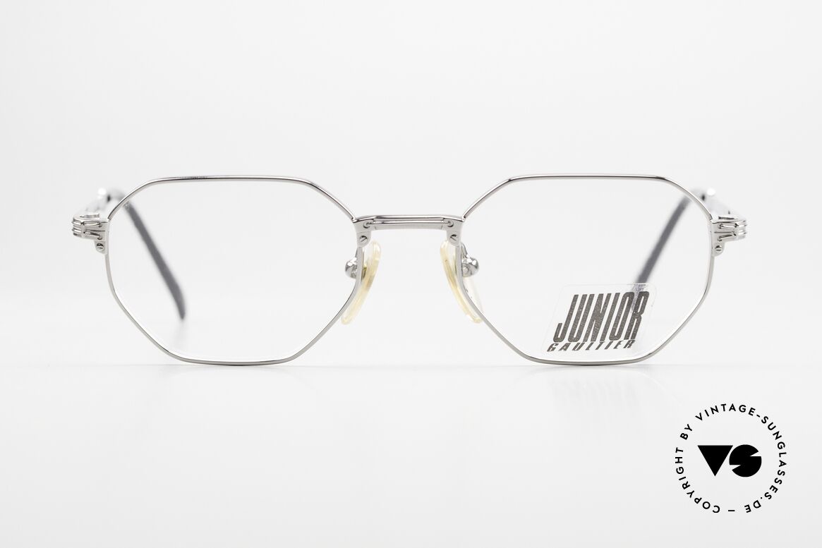 Jean Paul Gaultier 57-4174 Light Titanium Vintage Specs, square metal glasses; lightweight and comfortable, Made for Men and Women