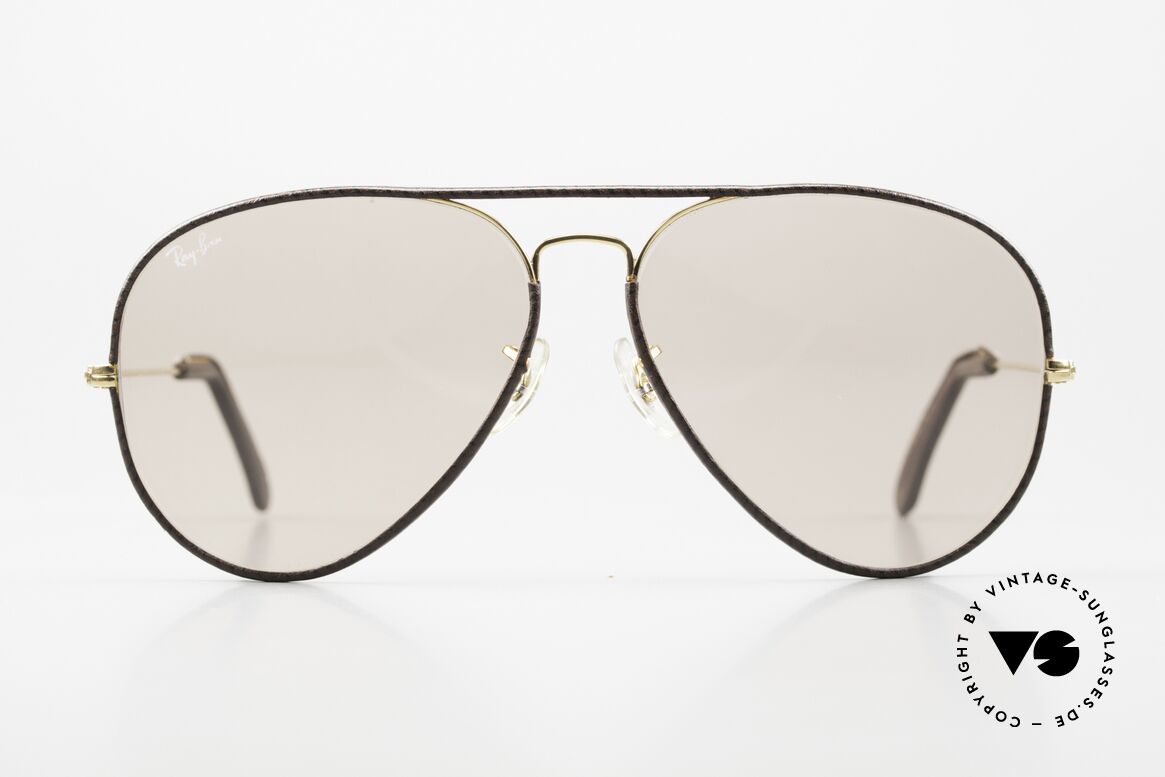 Ray Ban Large Metal II Self-Darkening Sun Lenses, Special Leather Edition (very hard to find); made in USA, Made for Men