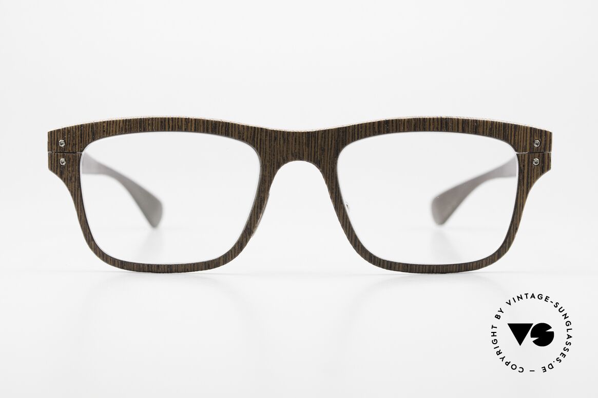 Lucas de Stael Nemus 22 Wood + Genuine Cow Leather, a pair of classic designer glasses; handmade in France, Made for Men