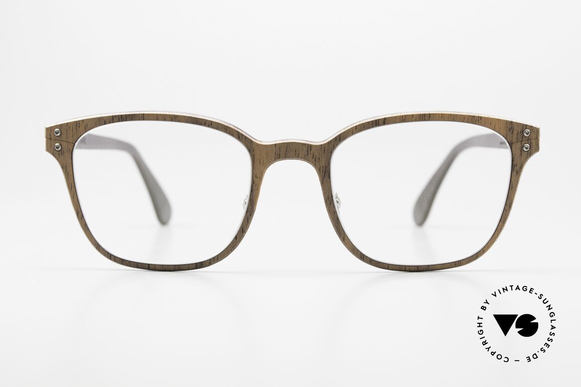 Lucas de Stael Nemus Thin 09 Luxury Frame Wood Leather, a pair of classic designer glasses; handmade in France, Made for Men and Women