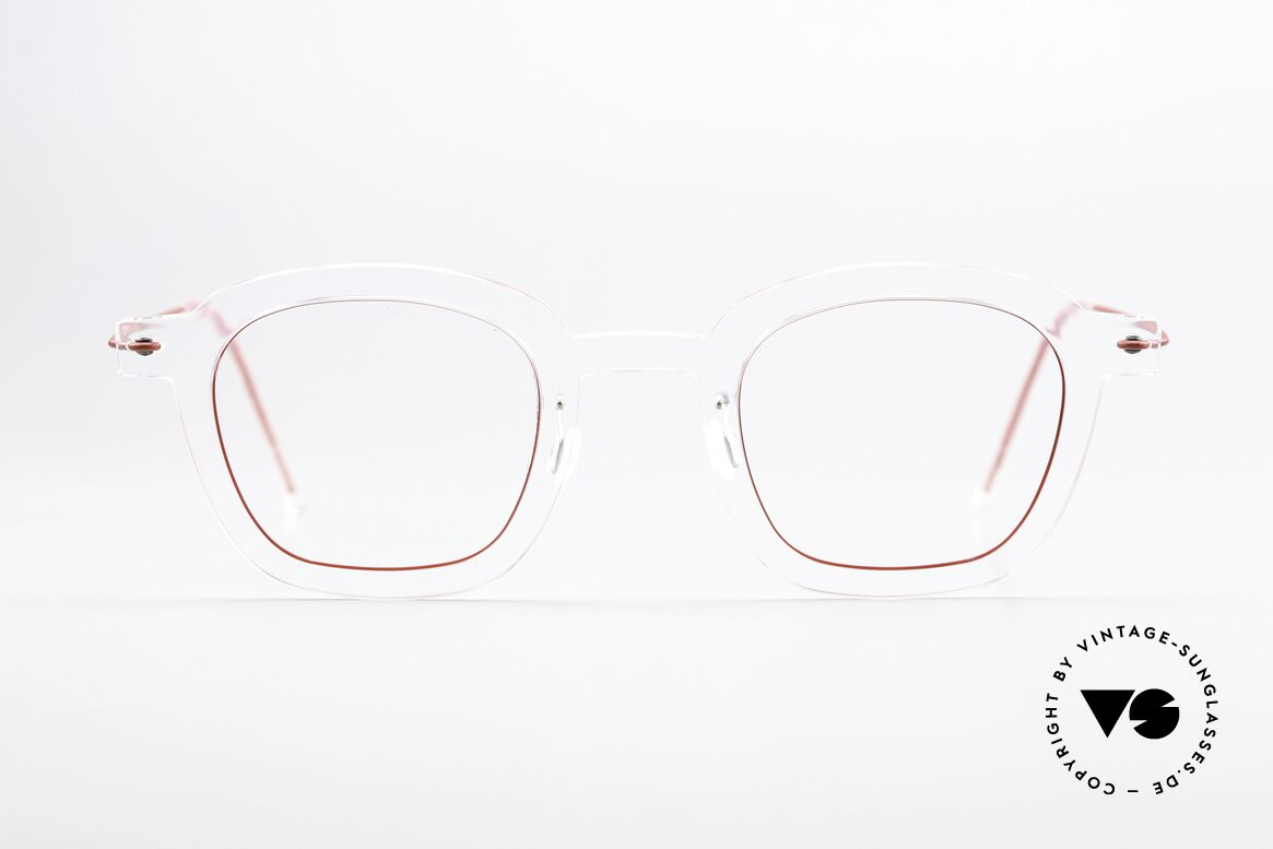 Lindberg 6587 NOW Frame Crystal Clear With Red, Lindberg eyeglasses from the NOW or N.O.W. series, Made for Men and Women