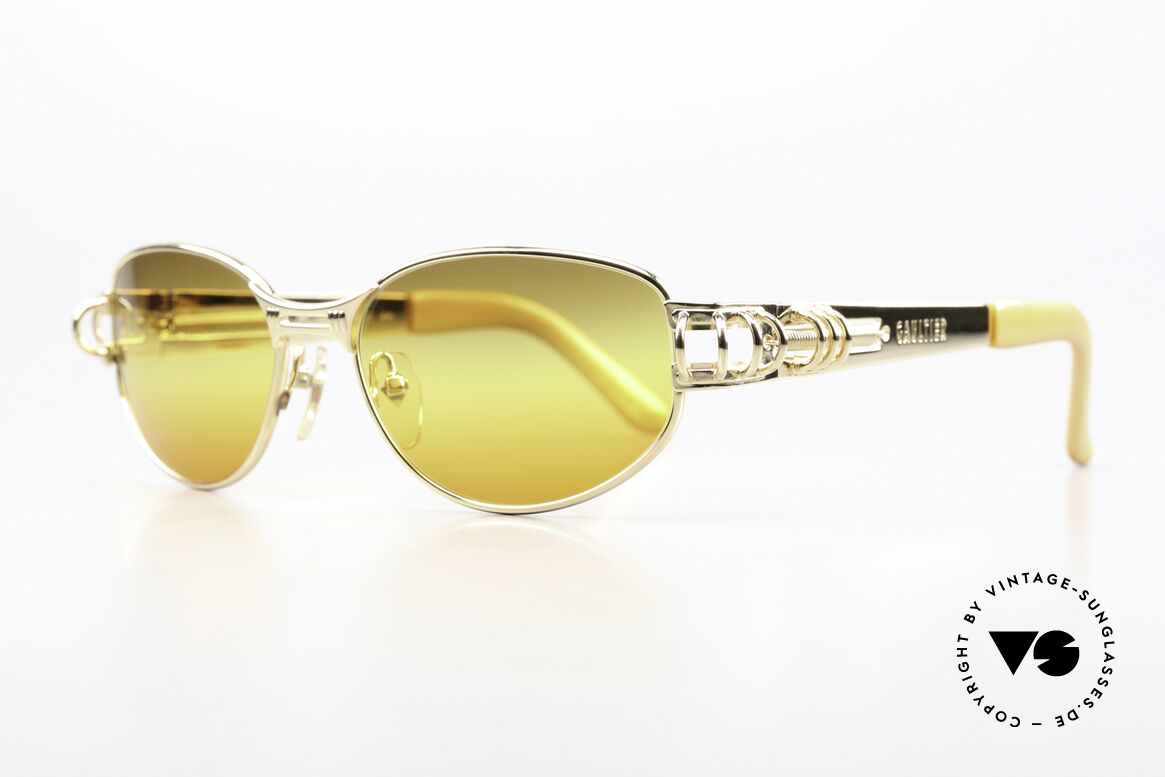 Jean Paul Gaultier 56-6105 Designer Shades 1997, 22ct GOLD-PLATED & new triple gradient sun lenses, Made for Men and Women