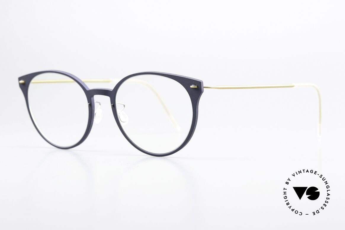 Lindberg 6600 NOW Dark Blue And Matt Gold, col. T804-GT: dark blue front with matt gold temples, Made for Women