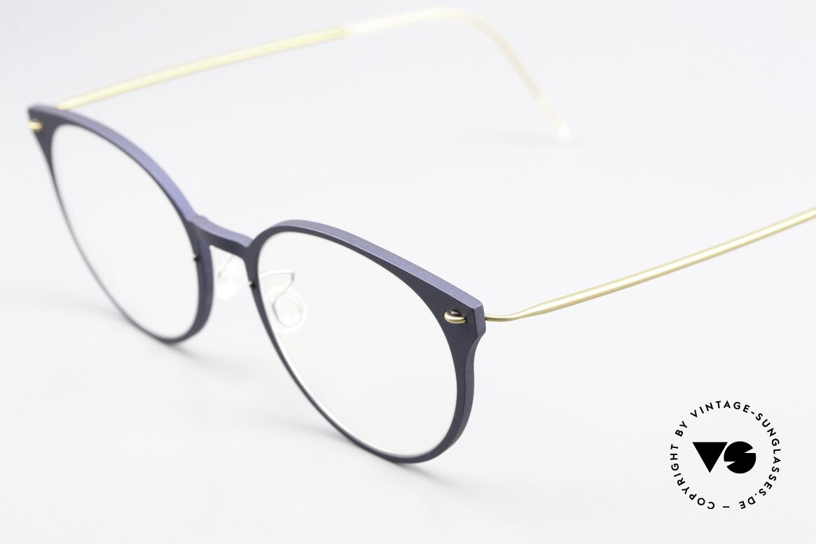 Lindberg 6600 NOW Dark Blue And Matt Gold, high quality composite material & titanium temples, Made for Women