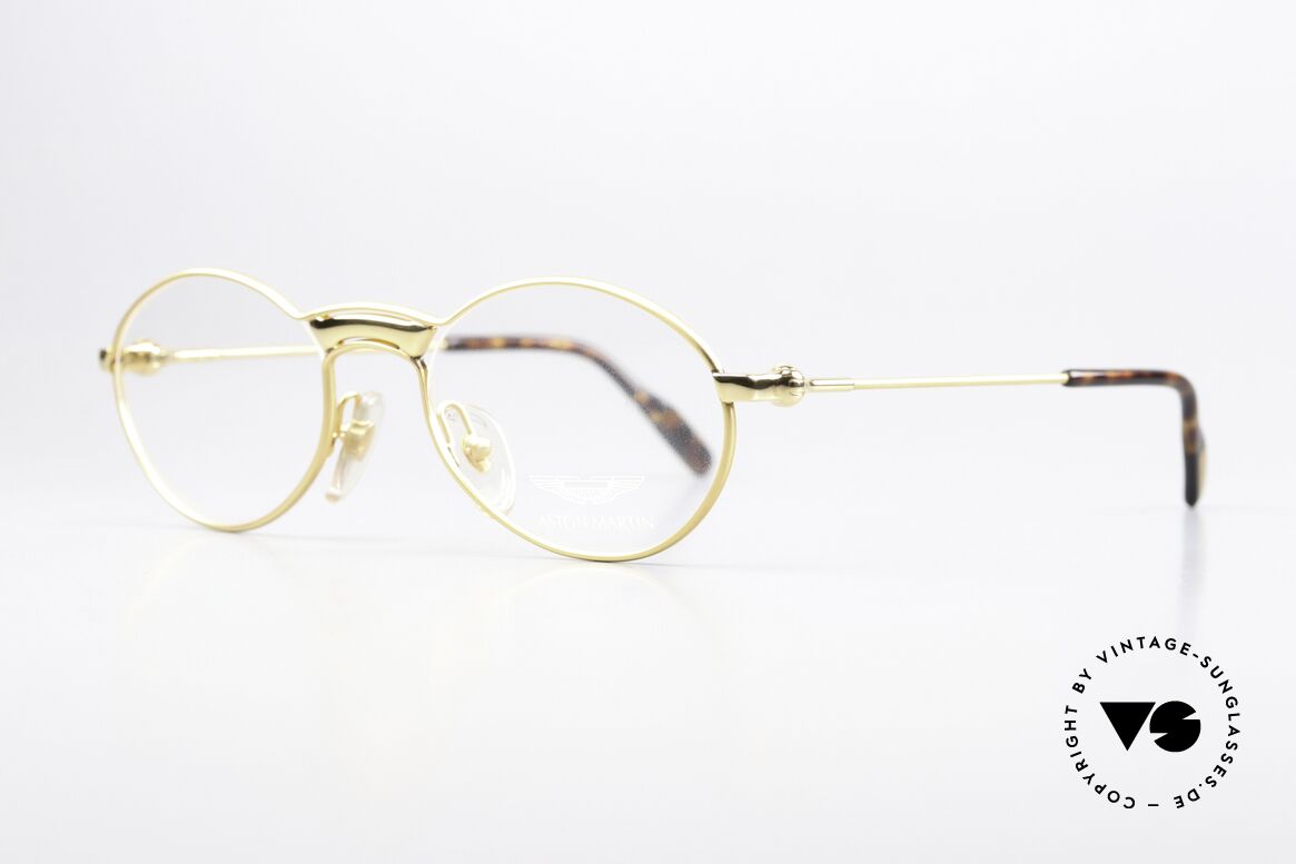 Aston Martin AM01 Matt Gold And Yellow Gold, high-quality glasses for men with orig. DEMO lenses, Made for Men