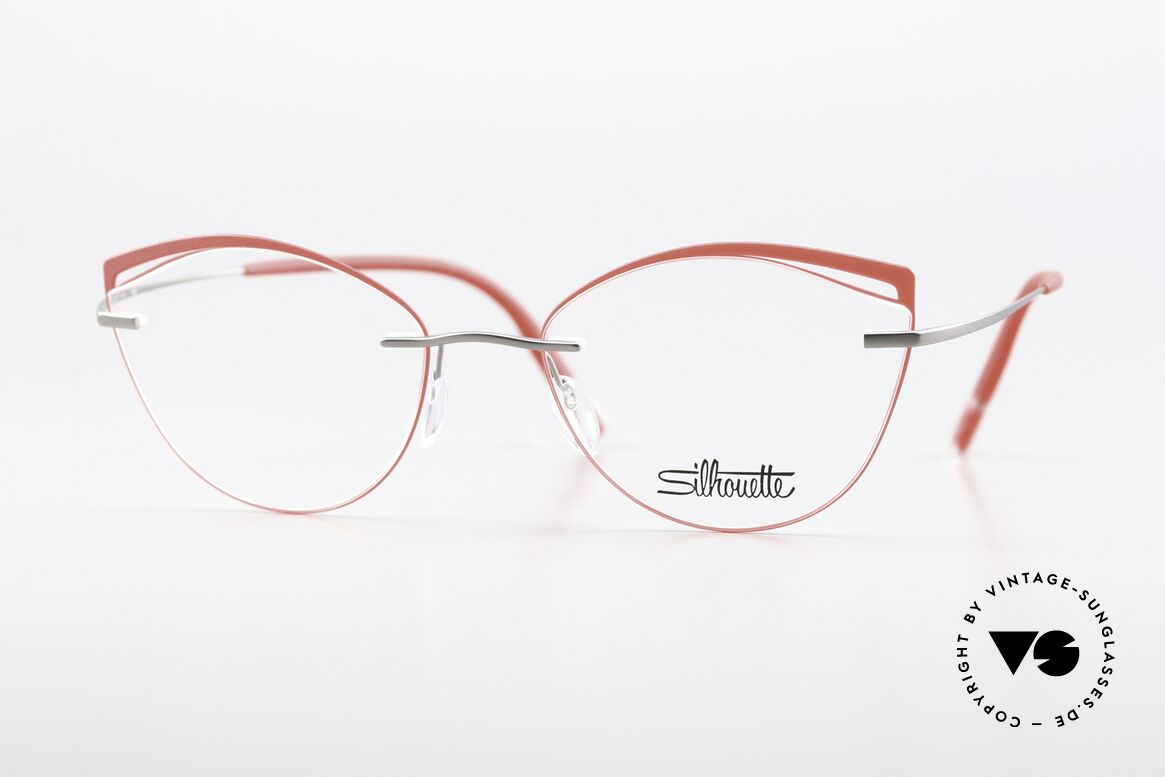 Silhouette 5518 Titanium With Red Accents, Silhouette 5518 FU AF00 glasses, size 52-17, 140, Made for Women