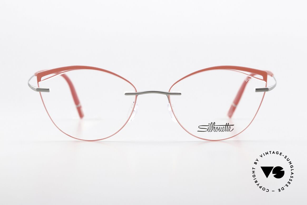 Silhouette 5518 Titanium With Red Accents, enchanting rimless eyeglasses with color accents, Made for Women