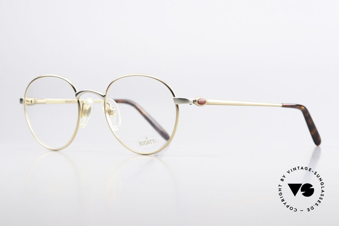 Bugatti 26158 Full Rimmed Panto Frame, dull gold/titanium metallic & with flexible hinges, Made for Men