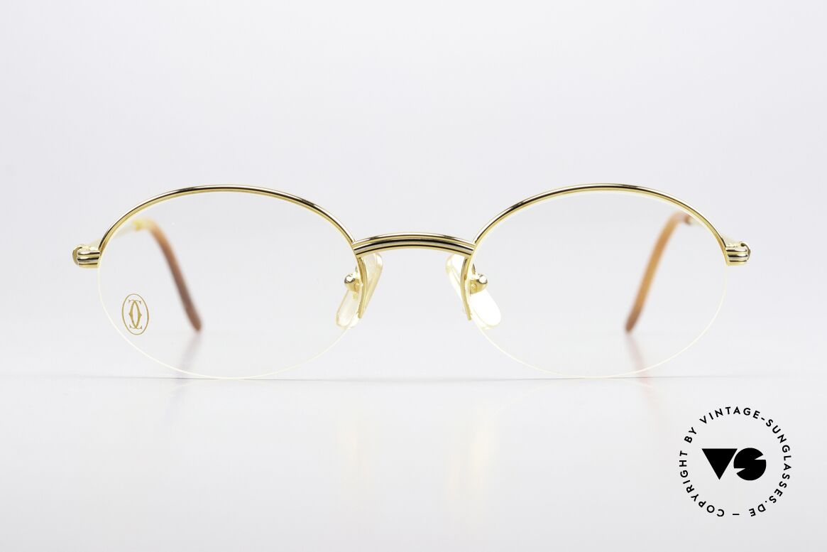 Cartier Manhattan Oval Luxury Glasses 90's, model of the 'Semi-Rimless' Collection by CARTIER, Made for Men and Women