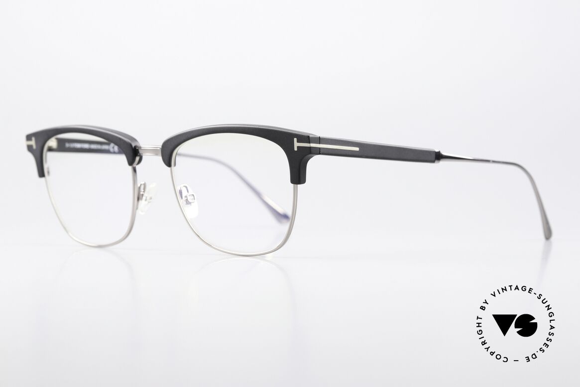 Tom Ford TF5590 Made In Japan Titan Frame, classic in color (matt black/silver) & frame shape, Made for Men