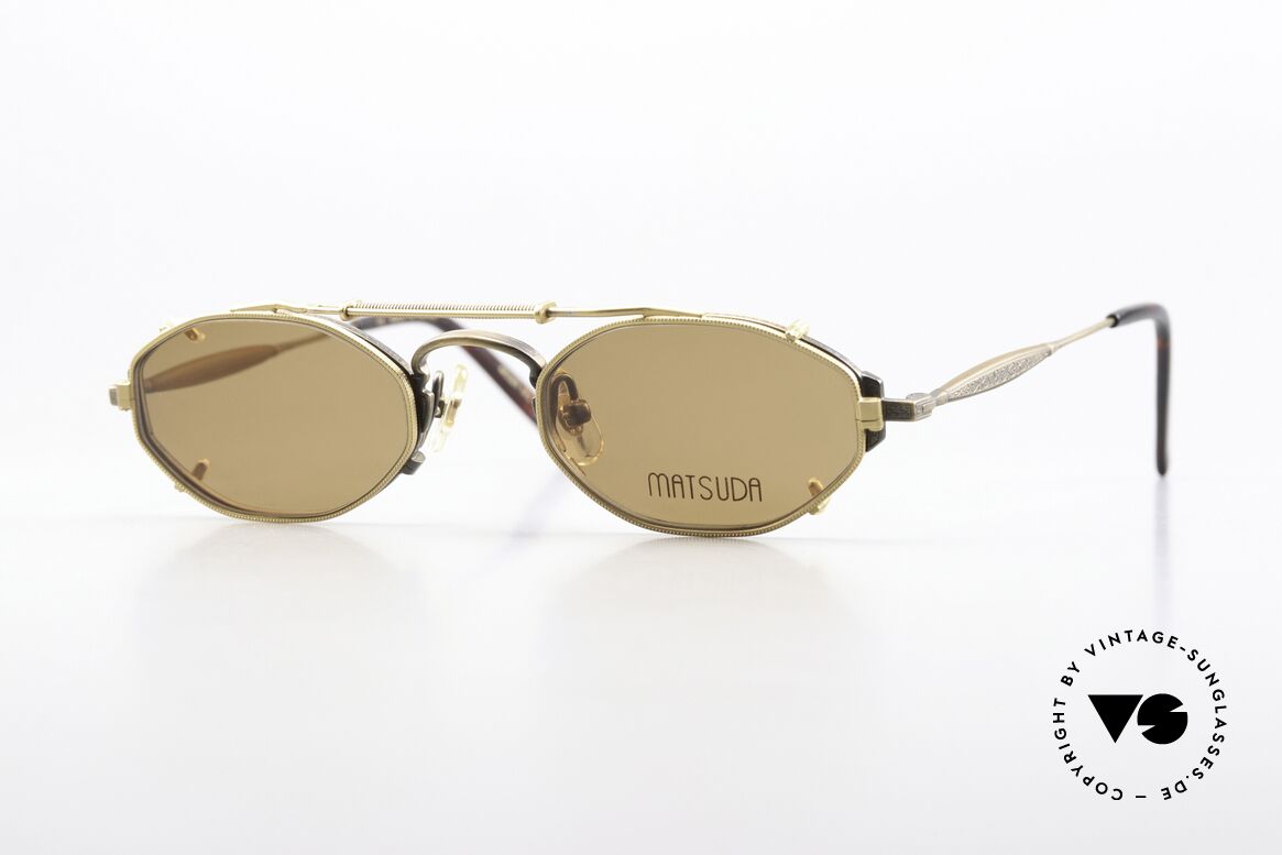 Matsuda 10122 90's Eyewear With Sun Clip, Matsuda 10122, in size 46-21, 145mm, with Clip-On, Made for Men and Women