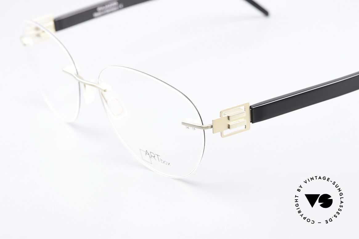 Bajazzo Uli 1 Ladies Gents Rimless Specs, here a rimless unisex model with black & gold, Made for Men and Women