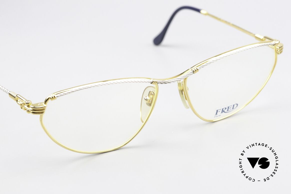 Fred Alize Ladies Luxury Specs Large, bicolor frame & famous cat's-eye design; L size 59/16, Made for Women