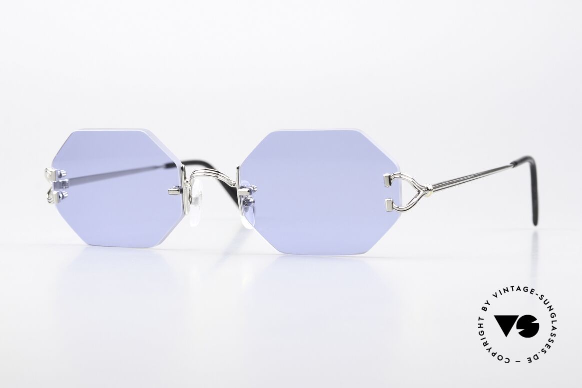 Cartier Rimless Octag Platinum Portofino Decor, octagonal rimless CARTIER luxury shades from '97, Made for Men and Women